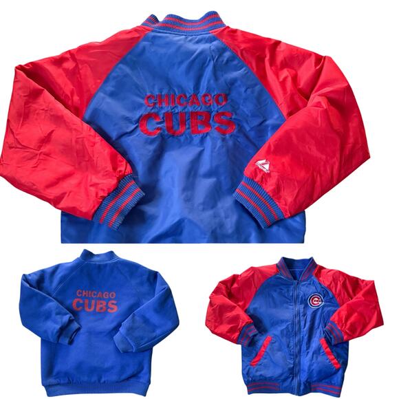 Youth Majestic Chicago Cubs Baseball Jacket Reversible Size 10-12 - Picture 1 of 11